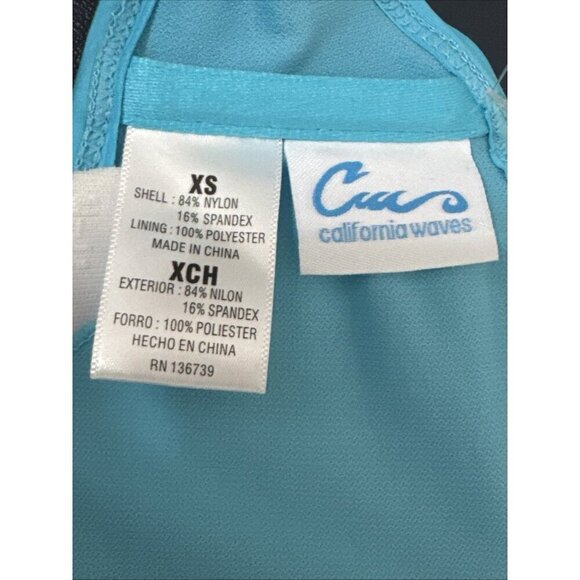 California Waves Juniors XS Bralette Ribbed Knit Swim Top Turquoise NWT - Picture 12 of 15